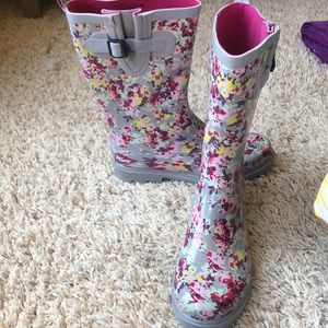 Floral rain boots